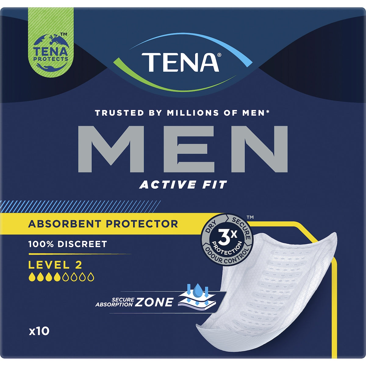Tena Men Active Fit Absorbent Protector Level 2 Moderate 10 Pack