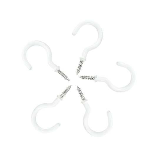 Windoware White Curtain Rod Cup Hooks - 16mm - 5 Pack