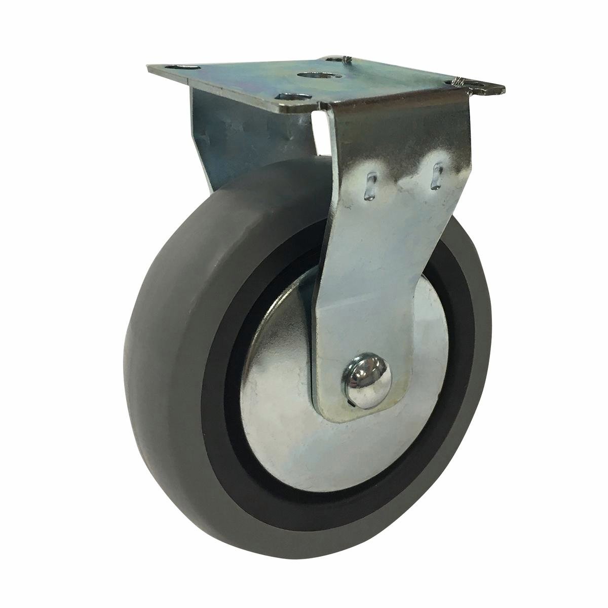 Easyroll 100mm Grey Rubber Fixed Plate Castor 55kg Load Capacity