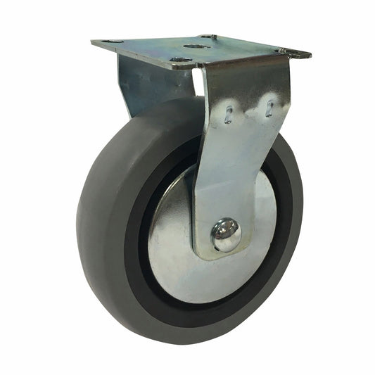 Easyroll 100mm Grey Rubber Fixed Plate Castor