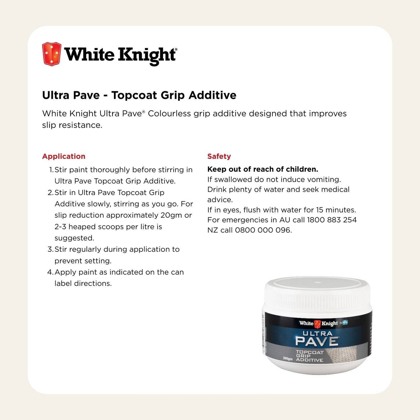 White Knight Ultra Pave Grip Additive - 200g