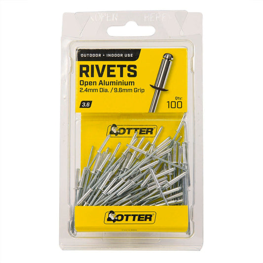 Otter Open Aluminium Blind Rivets - 2.4 x 6mm - 100 Pack