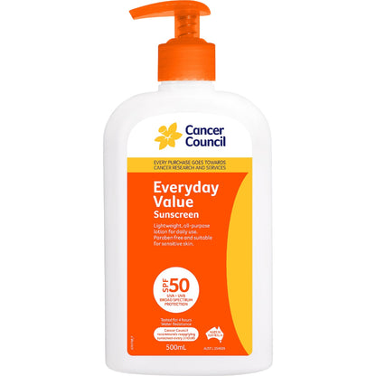 Cancer Council Spf 50 Everyday Value Sunscreen 500ml