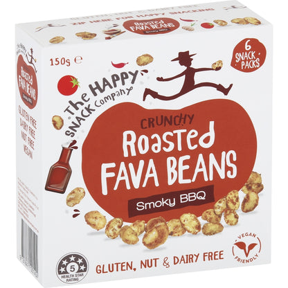 The Happy Snack Company Roasted Fava Beans Smoky BBQ 6 pack