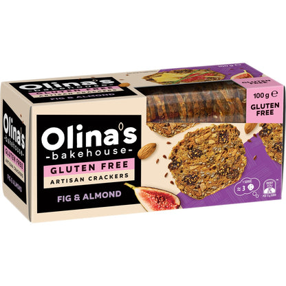 Olina's Bakehouse Gluten Free Fig & Almond Crackers 100g