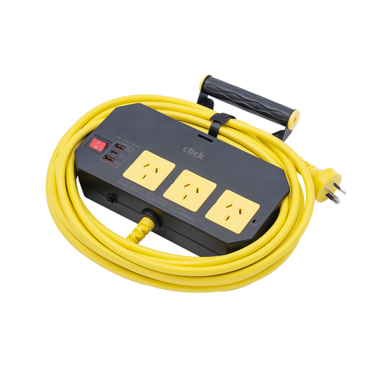 Click 3 Outlet Power Board With Hanger - Wall Mountable