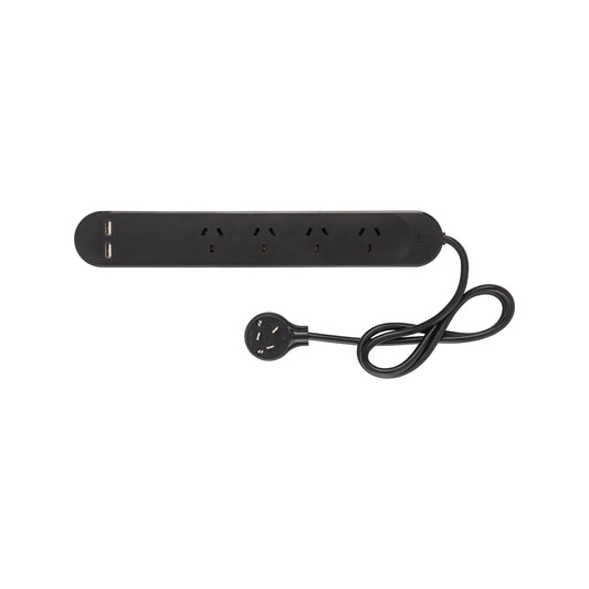 Hpm Black Standard USB Charging Powerboard - 4 Outlet
