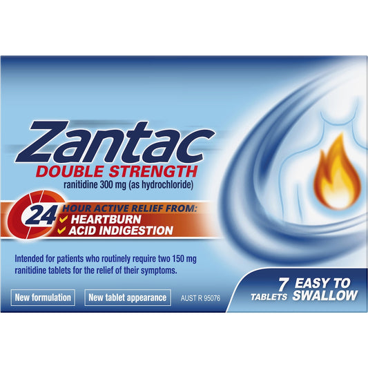 Zantac Double Strength Ranitidine 300mg Tablets 7 Pack