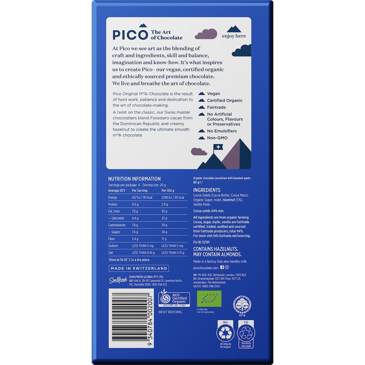 Pico Organic VeganÂ Chocolate Milk 80g