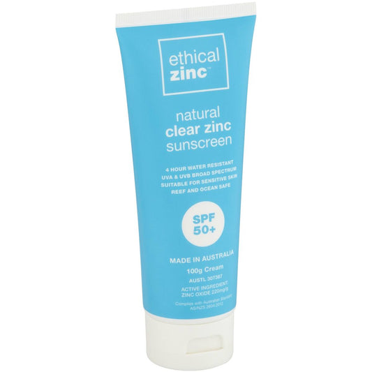 Ethical Zinc Spf 50+ Natural Clear Zinc Sunscreen 100g