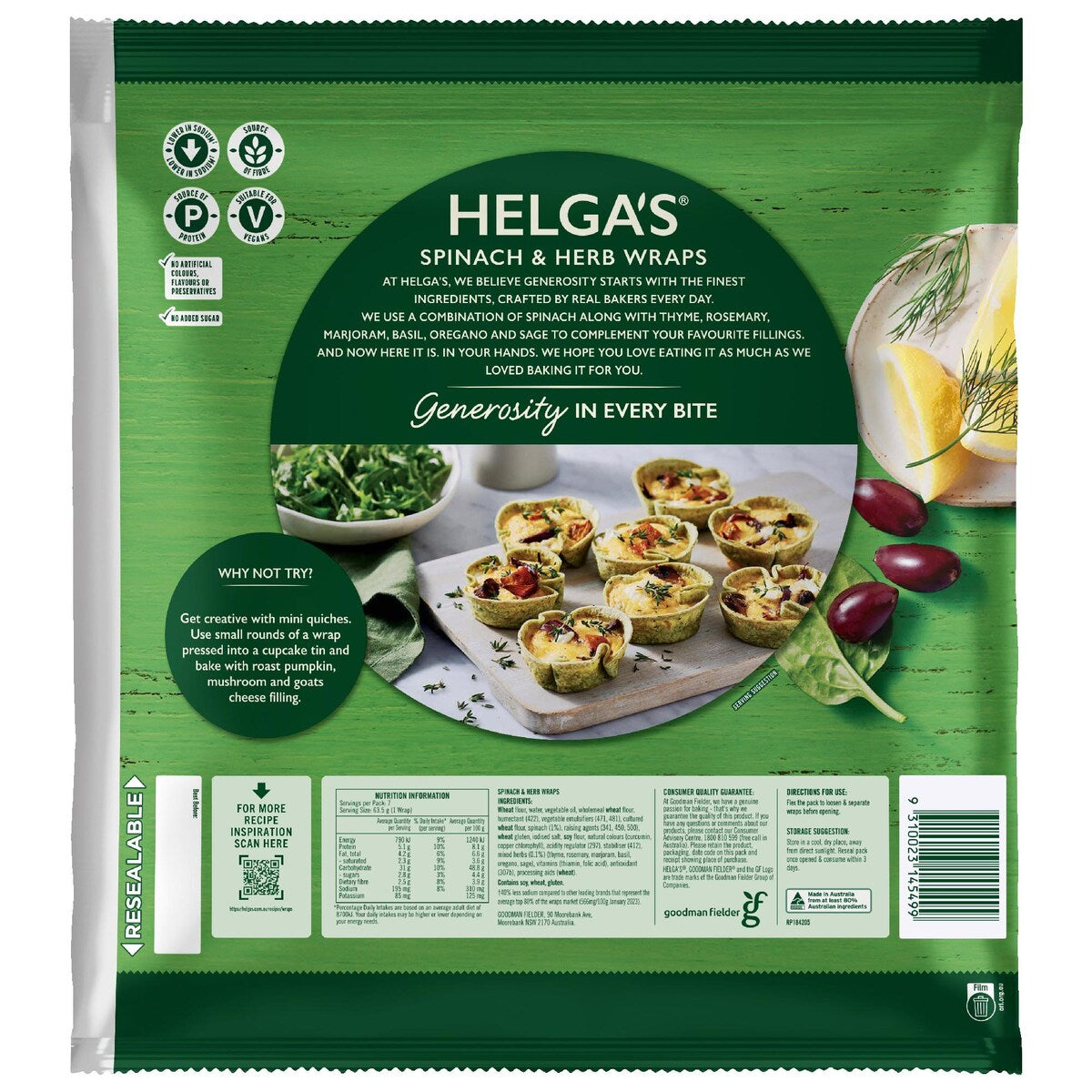 Helgas Wraps Spinach & Herb 7 Pack