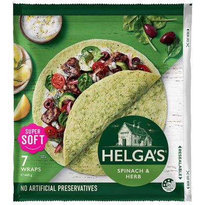 Helgas Wraps Spinach & Herb 7 Pack