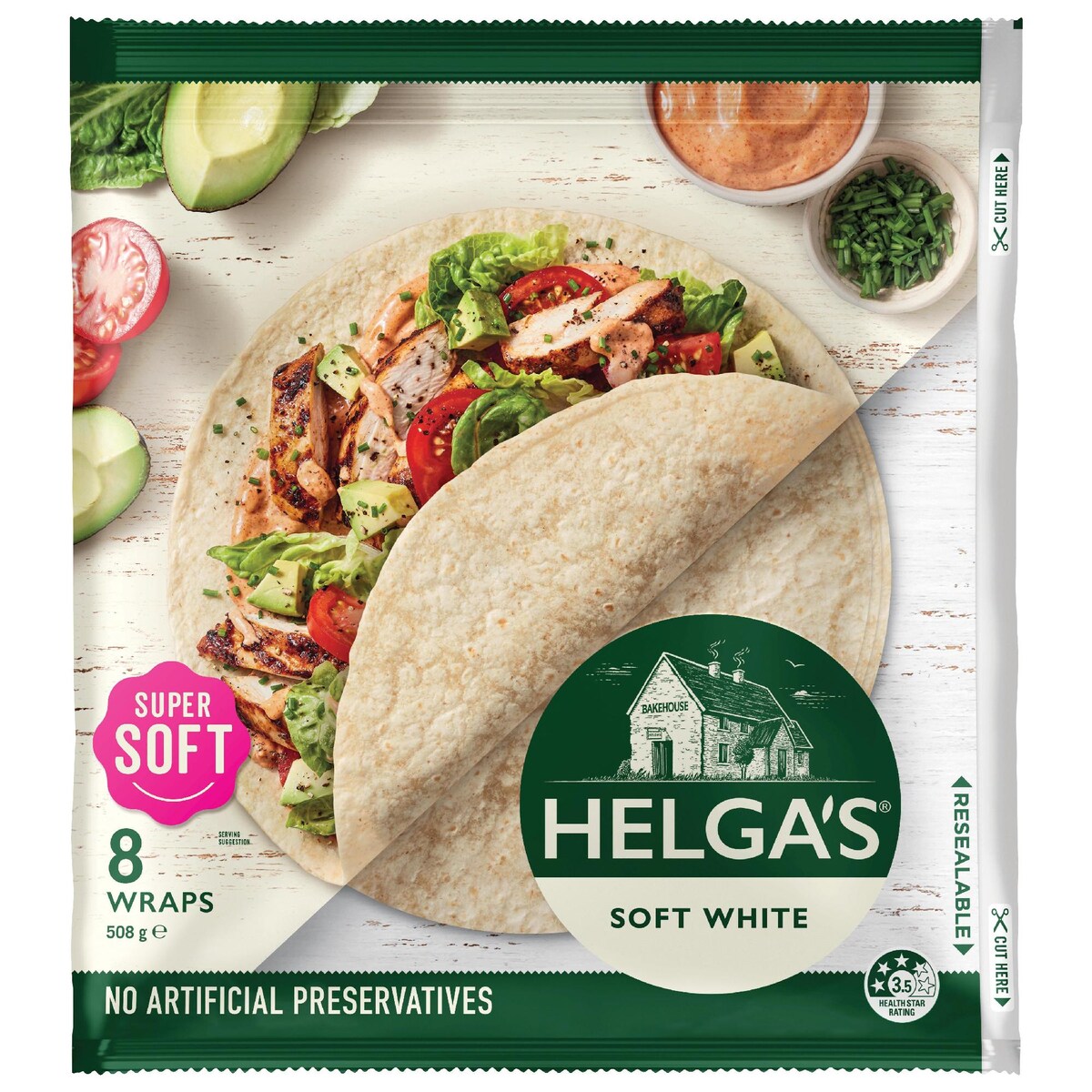Helgas Traditional White Wraps 8 Pack