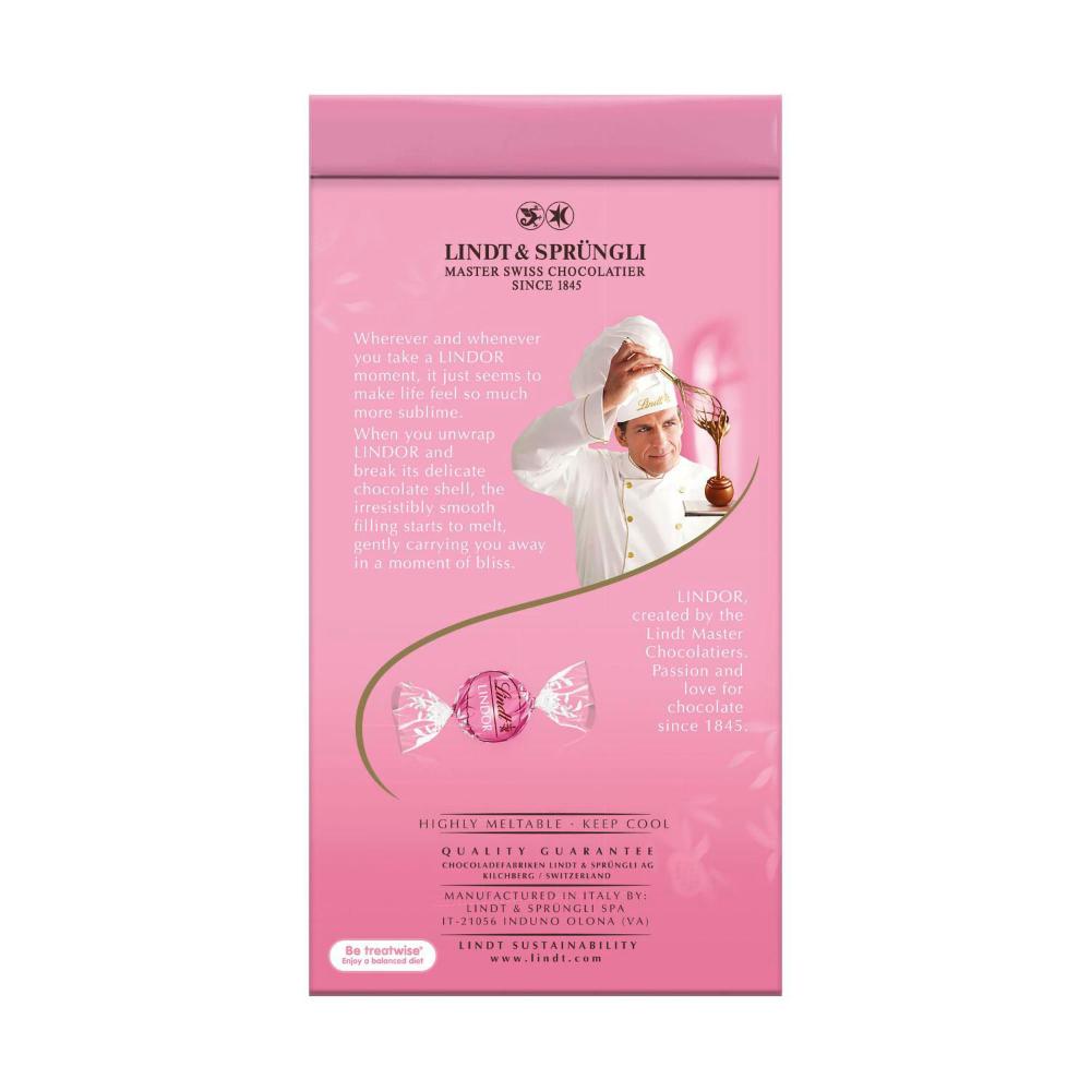 Lindt Lindor Strawberries & Cream White Chocolate Bag - 125g