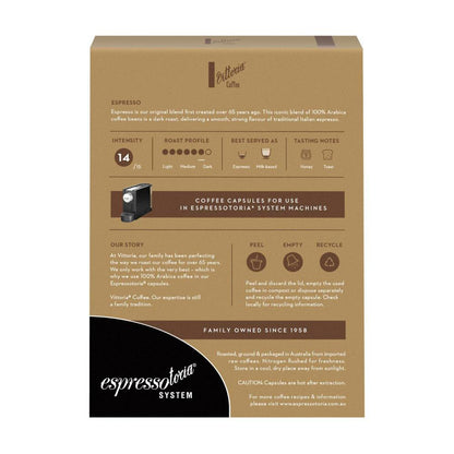 Vittoria Espressotoria Espresso Coffee Capsules 12 Pack - 78g