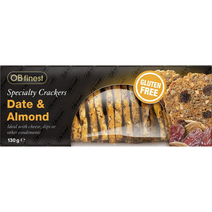 Ob Finest Gluten Free Speciality Crackers Date & Almond 130g