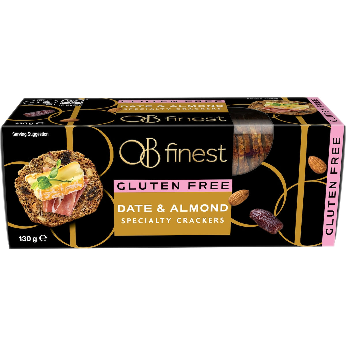 Ob Finest Gluten Free Date & Almond Crackers 130g