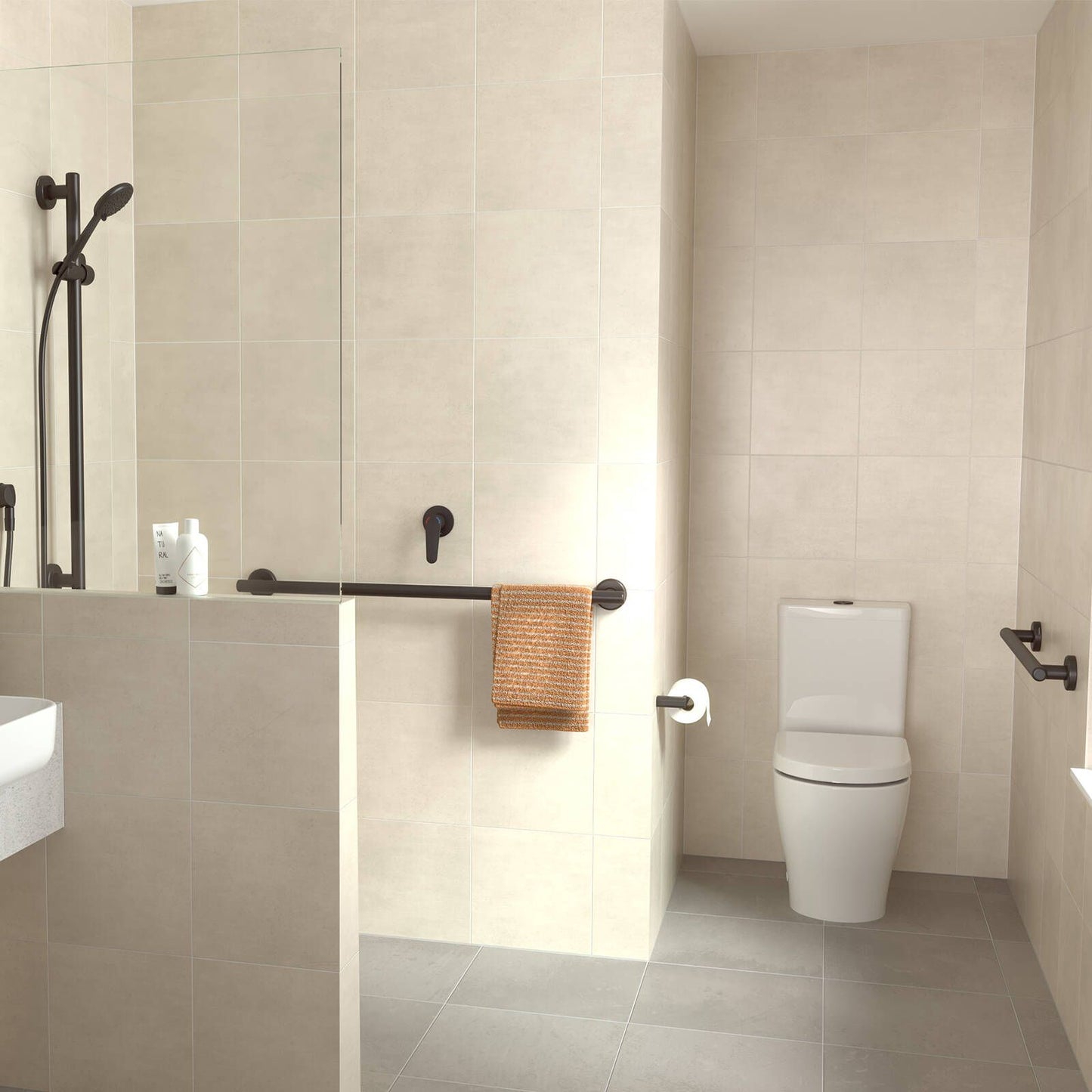 Homecare By Caroma Straight Grab Rail - 600mm - Black Matte