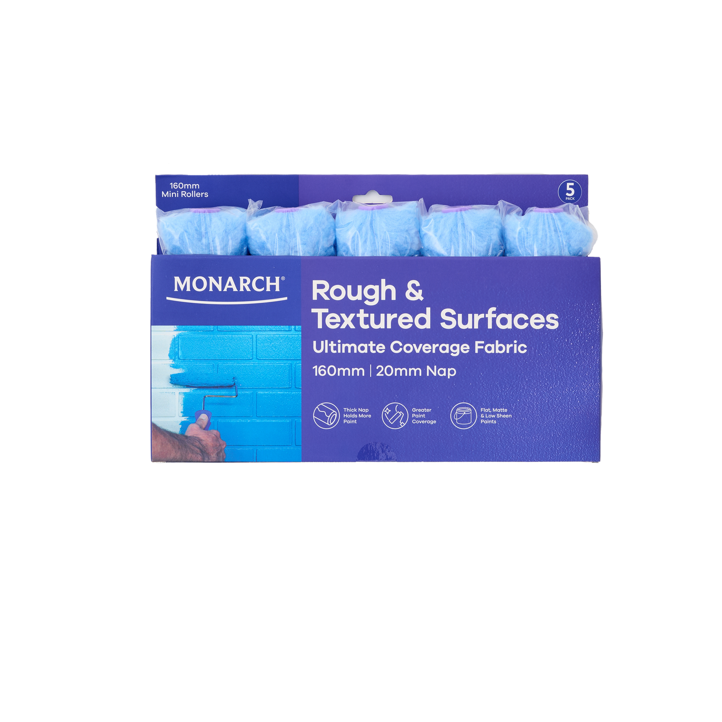 Monarch Mini Rollers Purple 160mm/20mm Nap 5 Pack