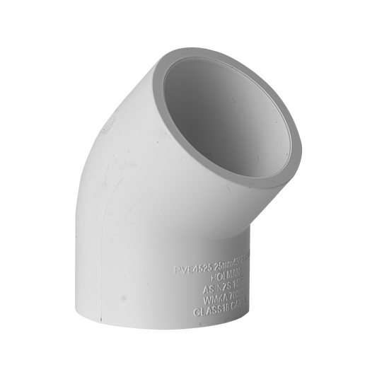 Holman PVC Elbow - 25mm x 45° - Solvent Weld - Pressure Use