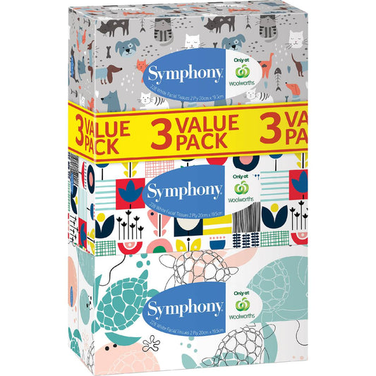 Symphony Facial Tissues White 228ss 3 Pack