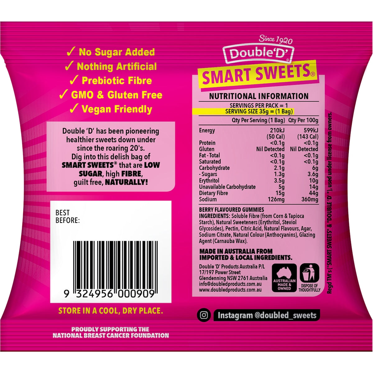 Double D Smart Sweets Berry Gummies 35g