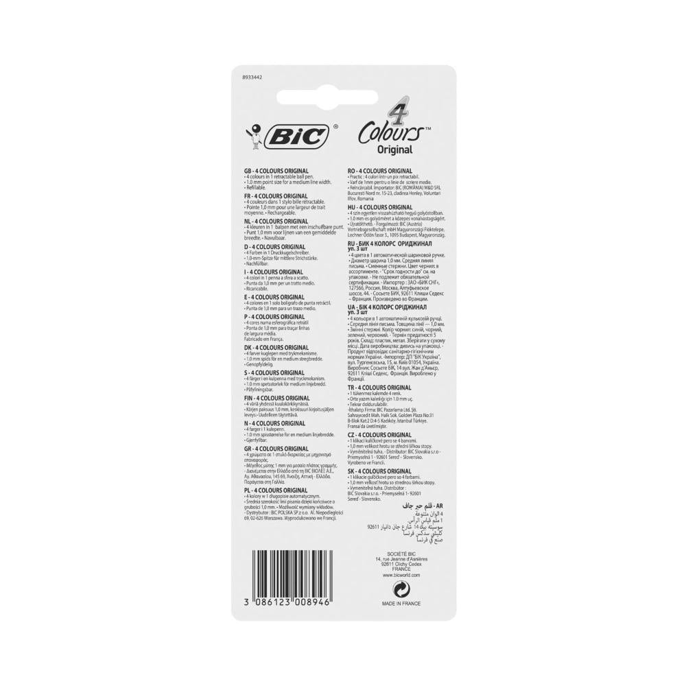Bic 4 Colour Pens - 3 Pack