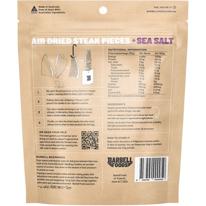 Barbell Biltong Grass Fed Beef Sea Salt 200g