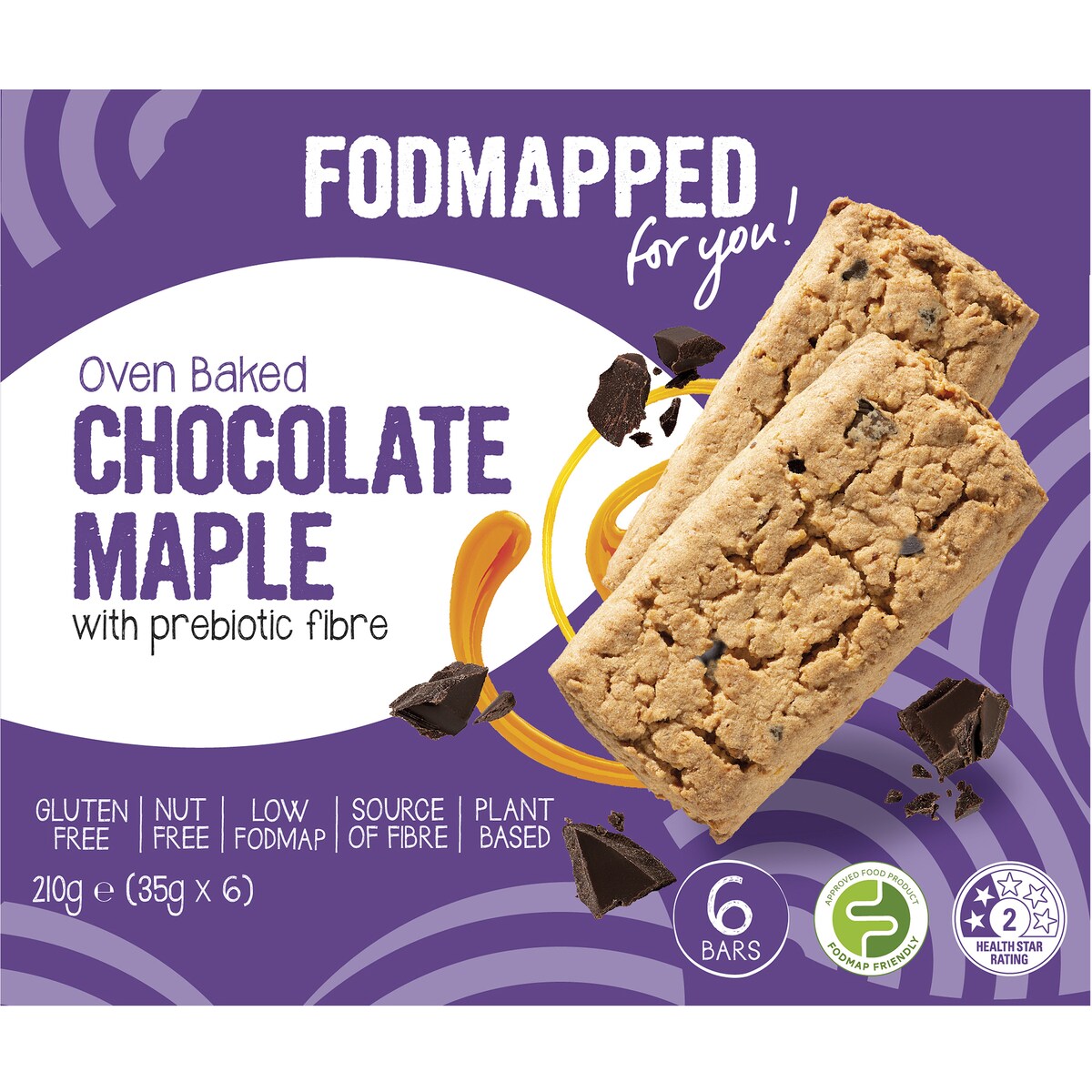 Fodmapped For You Oven Baked Chocolate Maple Bars 6 pack