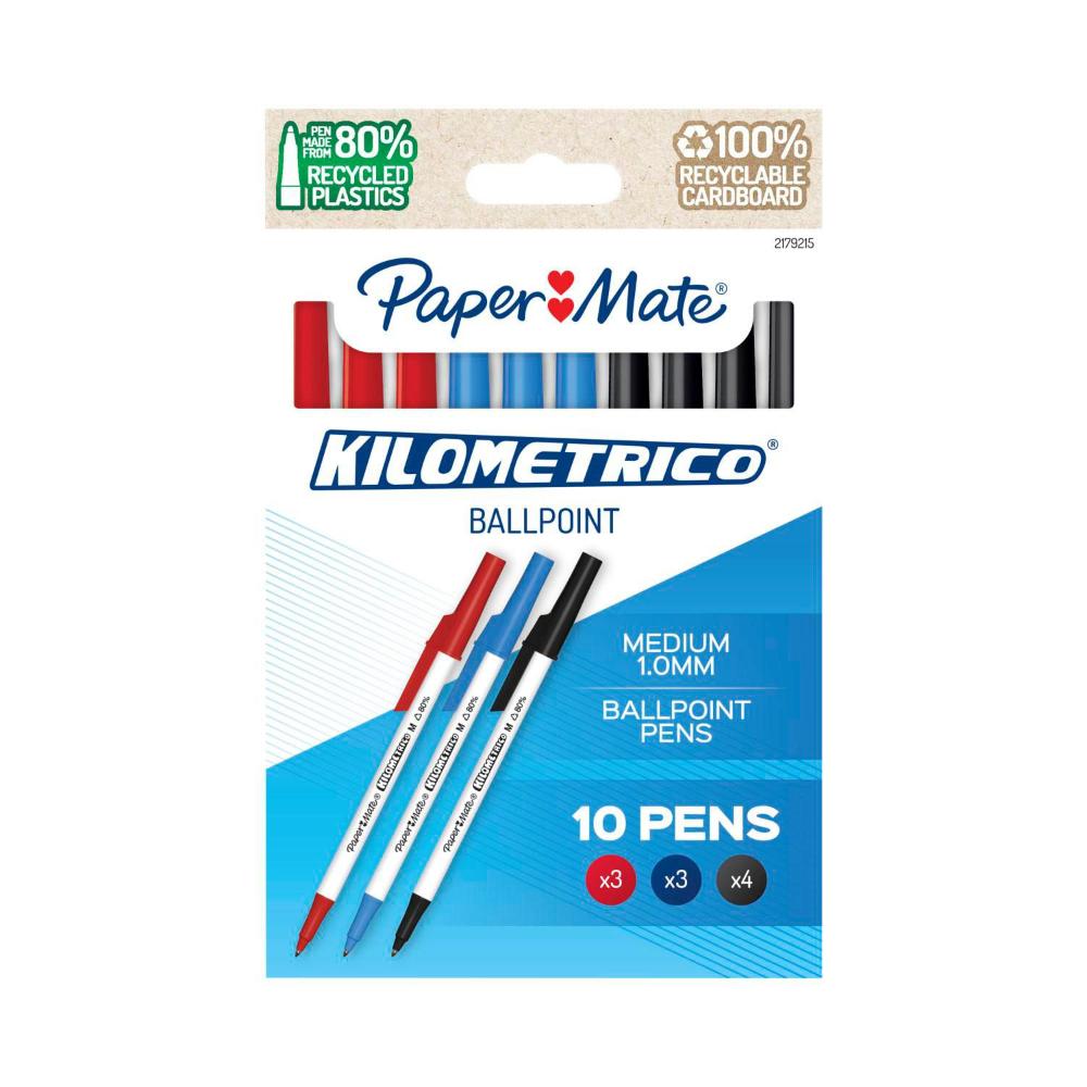 Papermate Kilometrico Pen Assorted - 10 pack