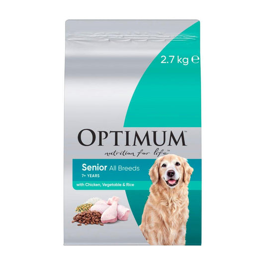 Optimum Senior 7+ Years All Breeds Dry Dog Food With Chicken Vegetables & Rice - 2.7Kg