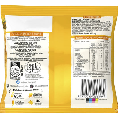 Sunbites Snack Crackers With Quinoa Cheddar & Chives Single Pack 24g