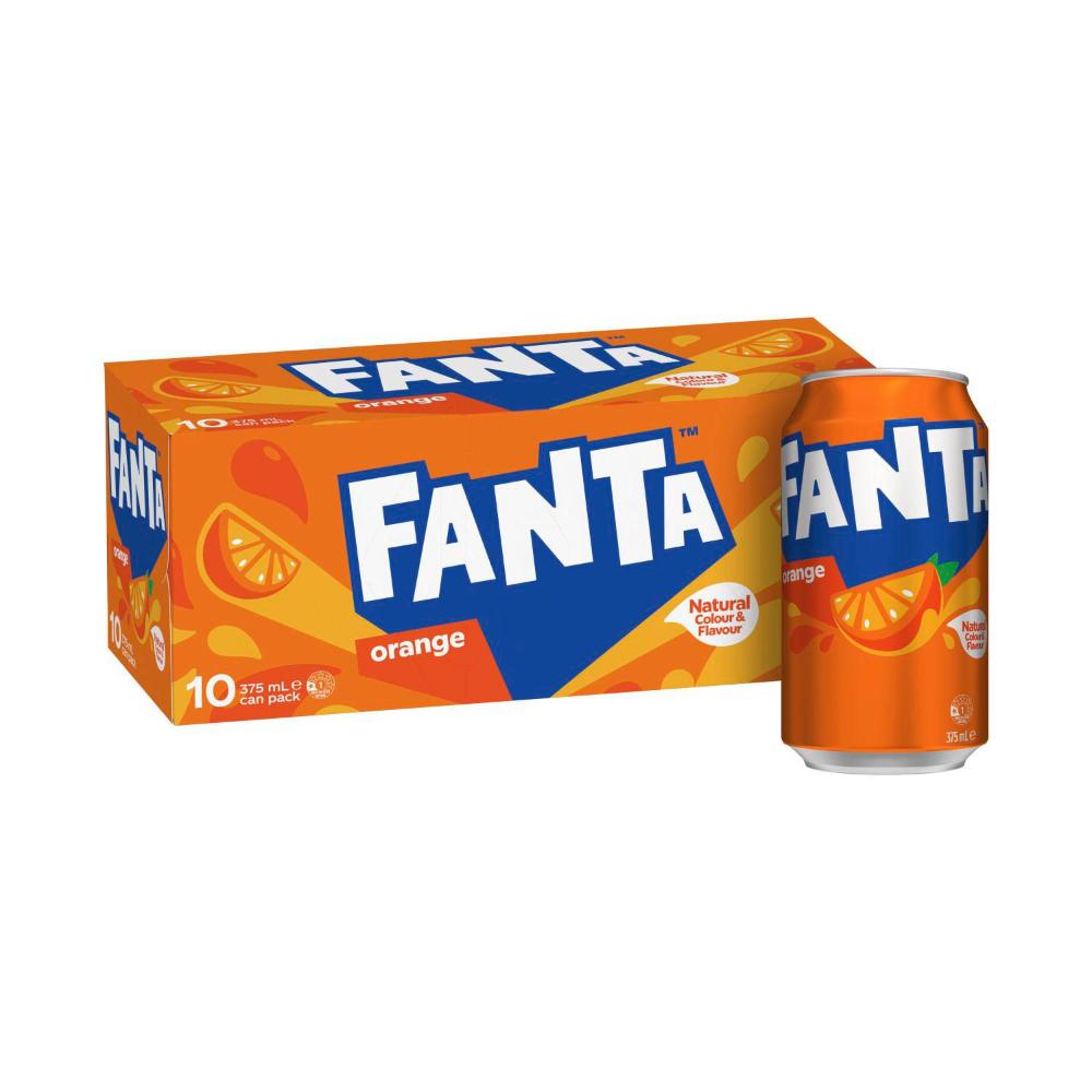 Fanta Orange Soft Drink 10x375ml - 10 pack