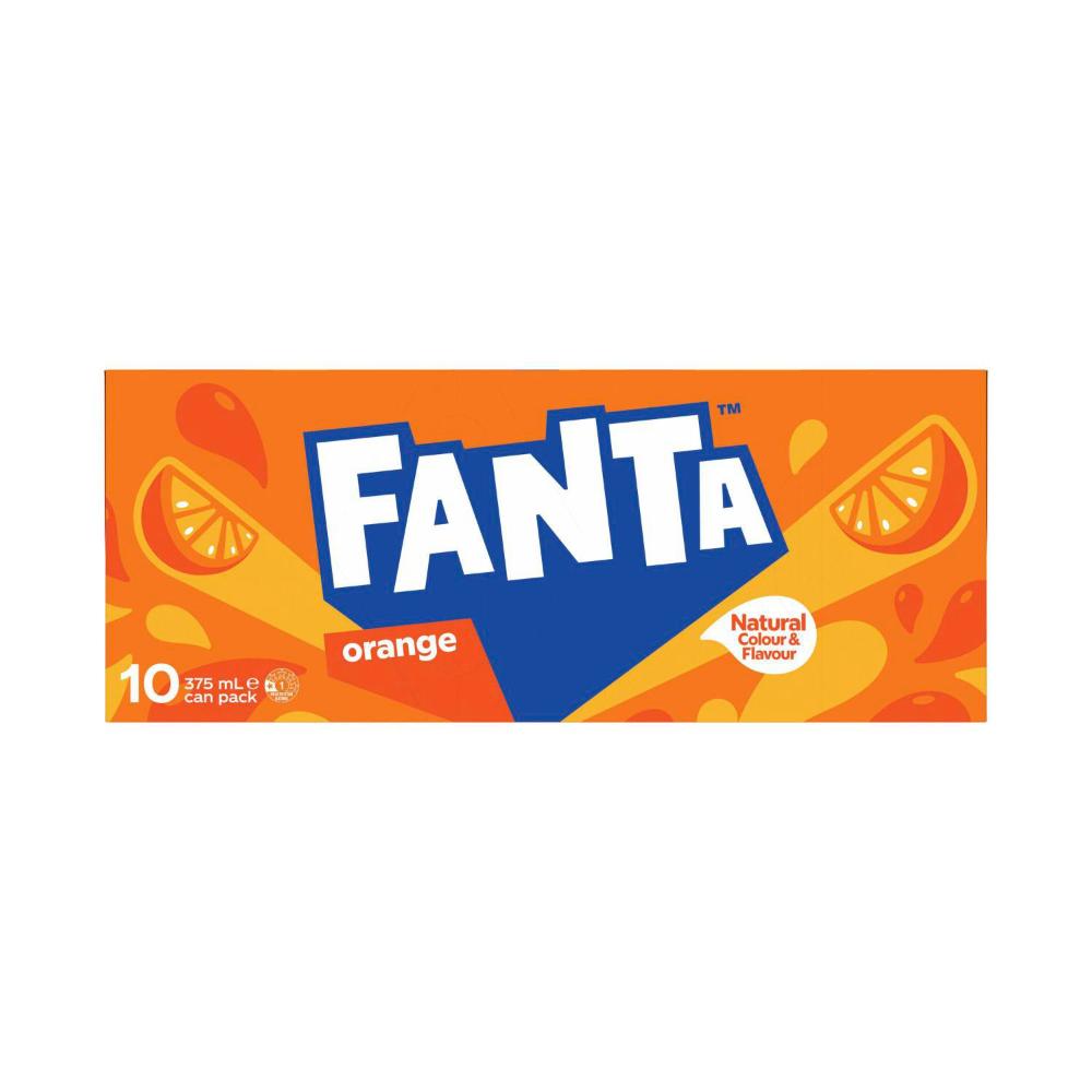 Fanta Orange Soft Drink 10x375ml - 10 pack