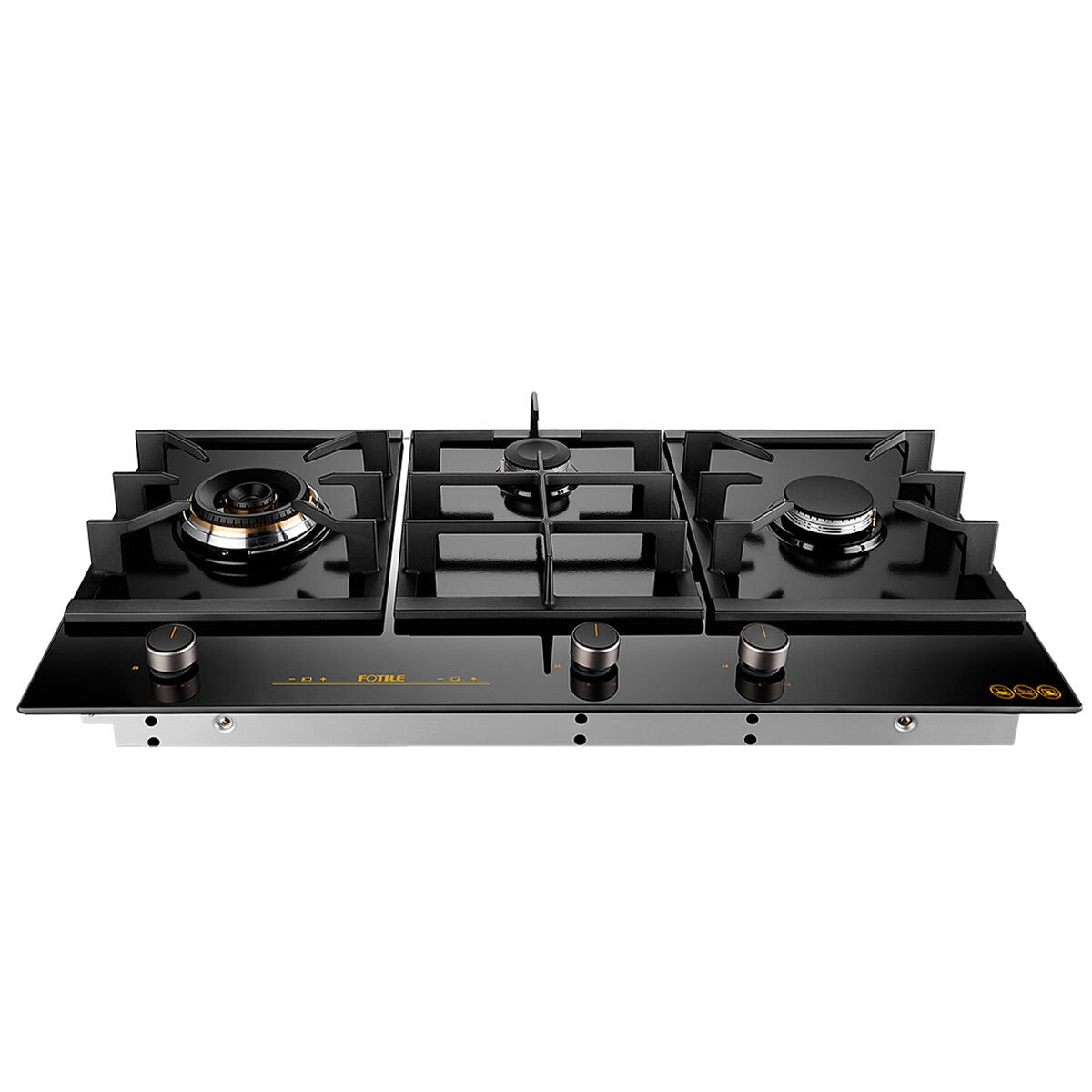 Fotile 3 Burner Glass Cooktop GLG90305 Black Silver Tempered Glass