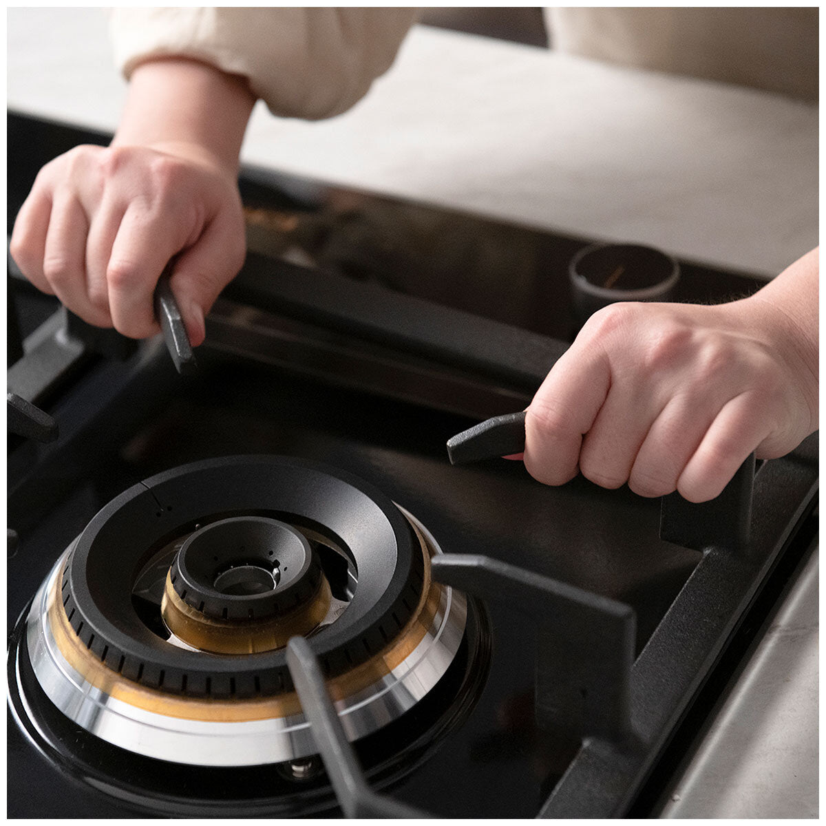 Fotile 3 Burner Glass Cooktop GLG90305 Black Silver Tempered Glass