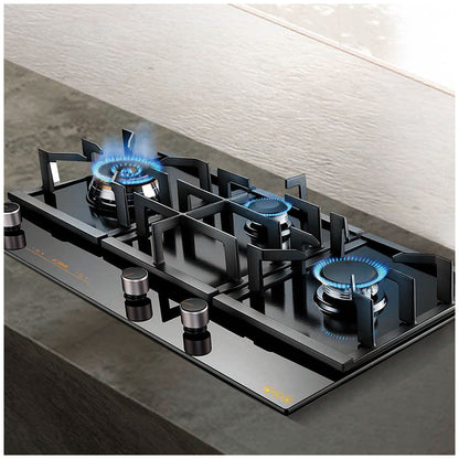 Fotile 3 Burner Glass Cooktop GLG90305 Black Silver Tempered Glass