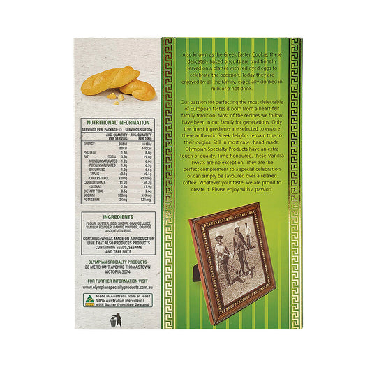 Olympian Vanilla Twists Koulourakia Greek Biscuits - 250g