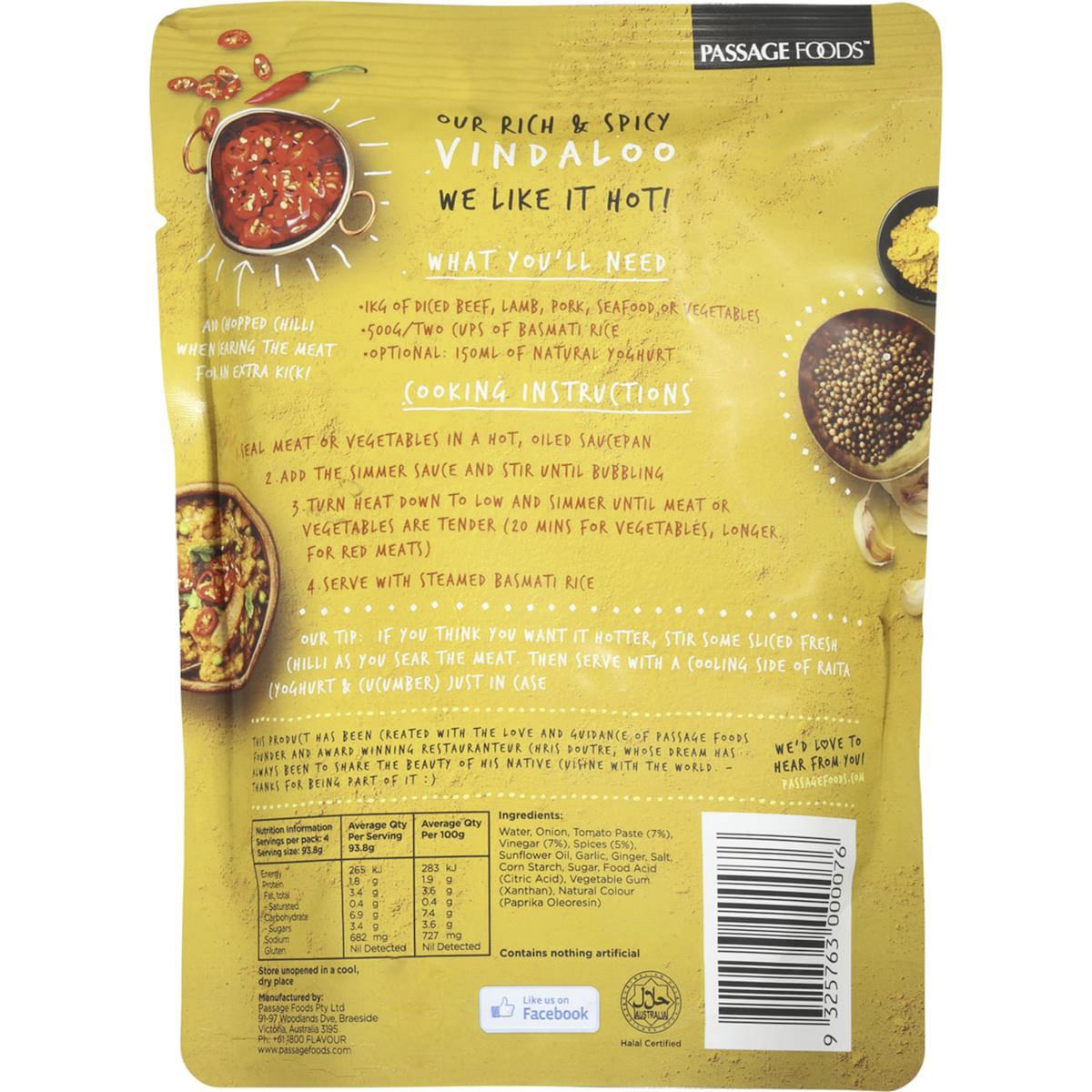 Passage To India Simmer Sauce Vindaloo Hot 375g