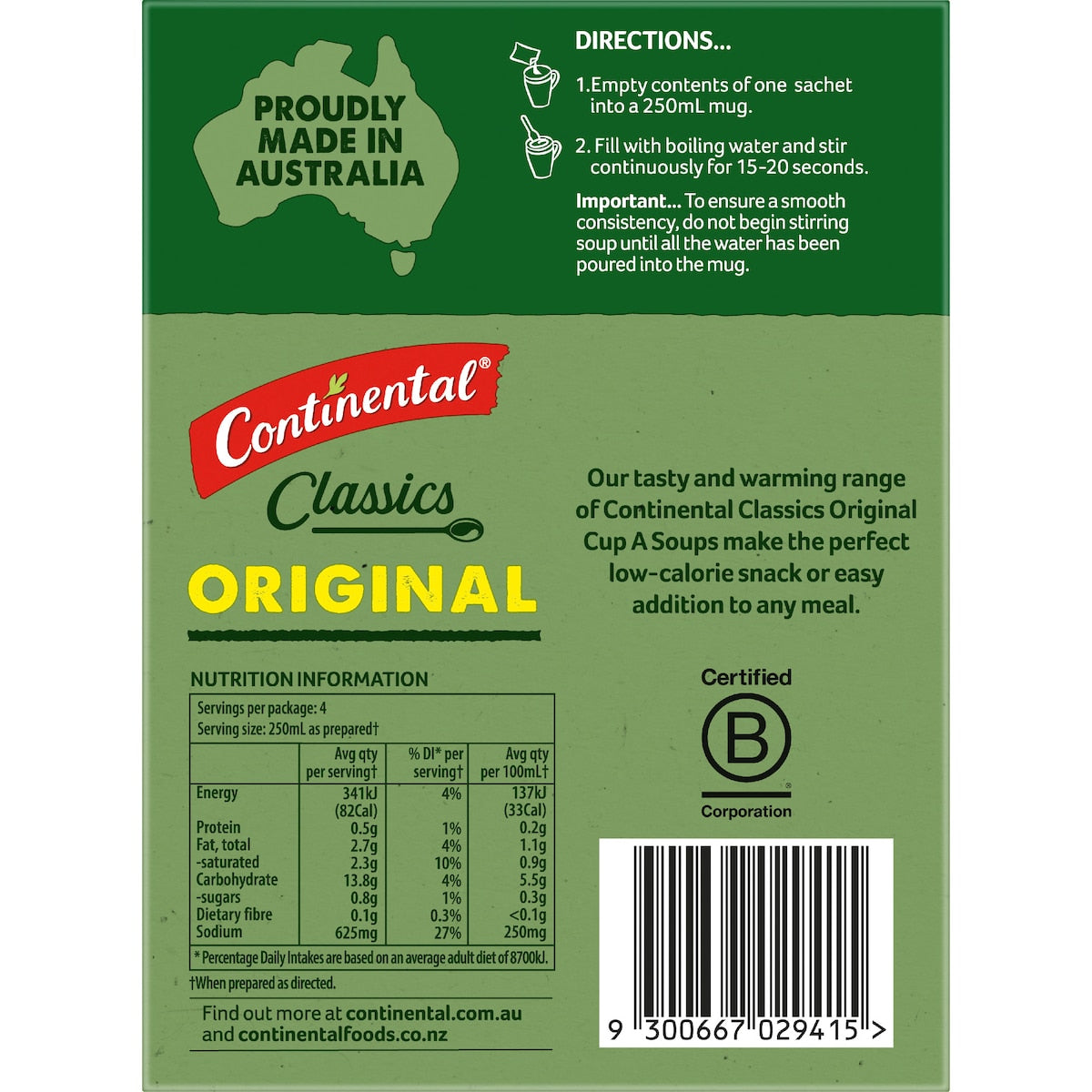 Continental Classics Cup A Soup Original Cream Of Mushroom 70g