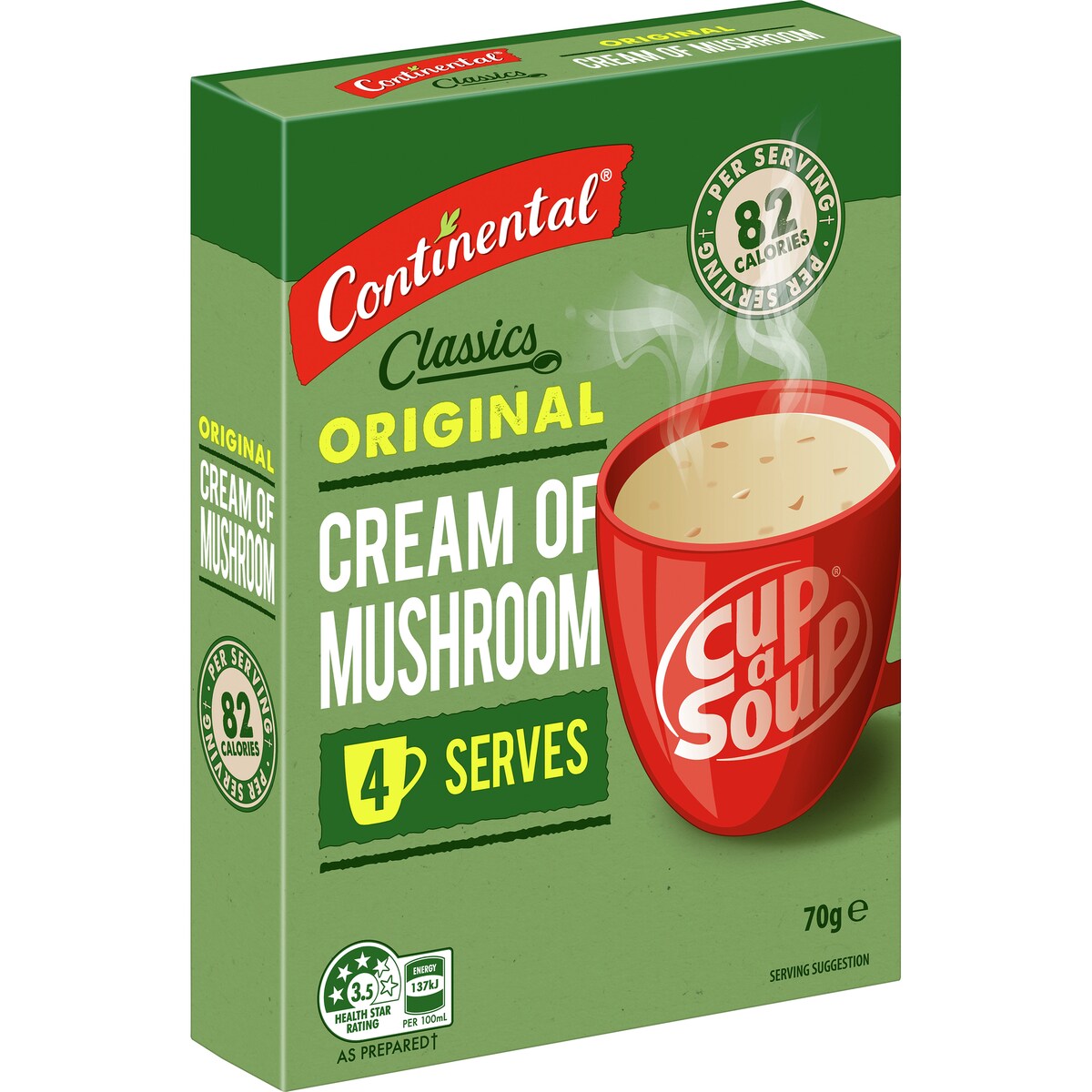 Continental Classics Cup A Soup Original Cream Of Mushroom Soup 70g