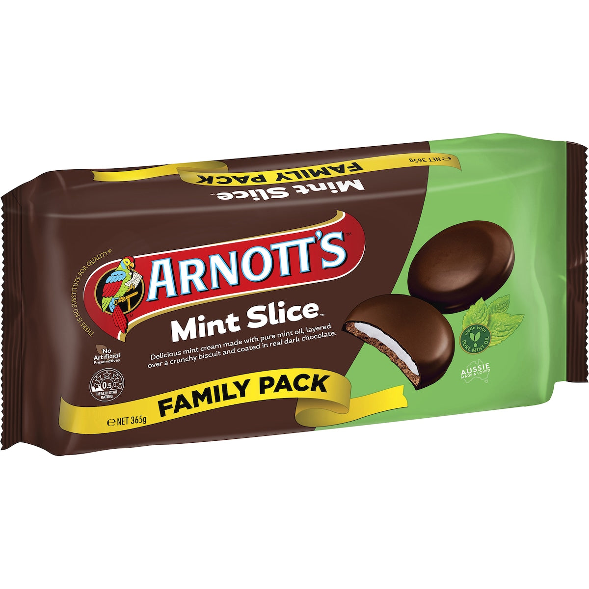 Arnotts Mint Slice Chocolate Biscuits Family Pack 365g
