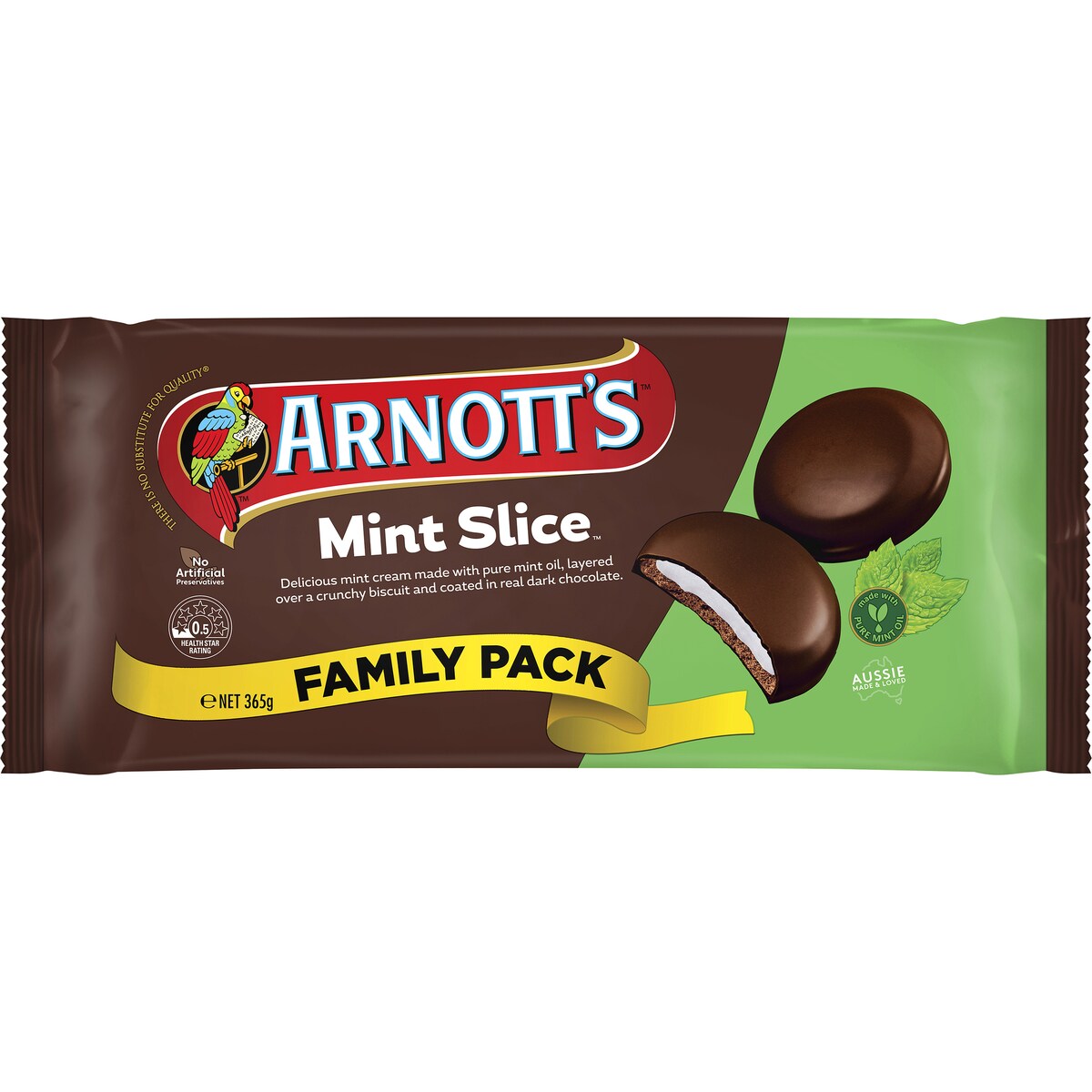 Arnotts Mint Slice Chocolate Biscuits Family Pack 365g