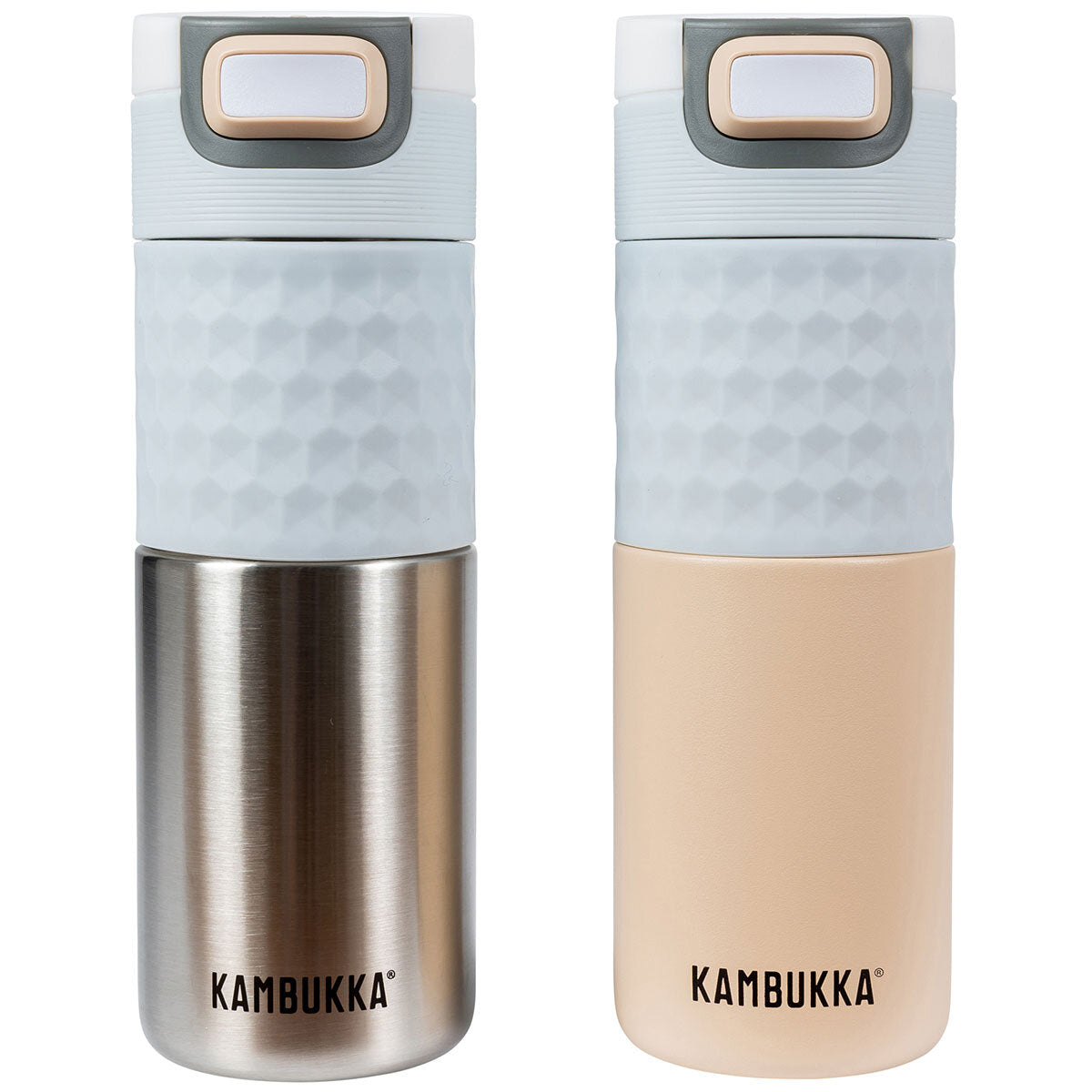 Kambukka Etna Thermal Bottles 2 Pack Beige And Stainless Steel