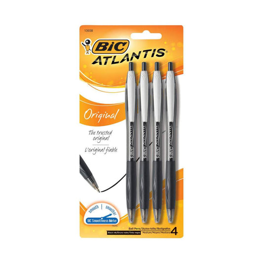 Bic Atlantis Pens Black - 4 Pack