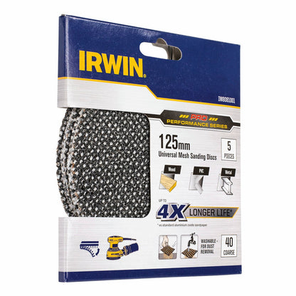 Irwin Orbital Sanding Disc - 125mm - Silicon Carbide - 40 Grit - 5 Pack