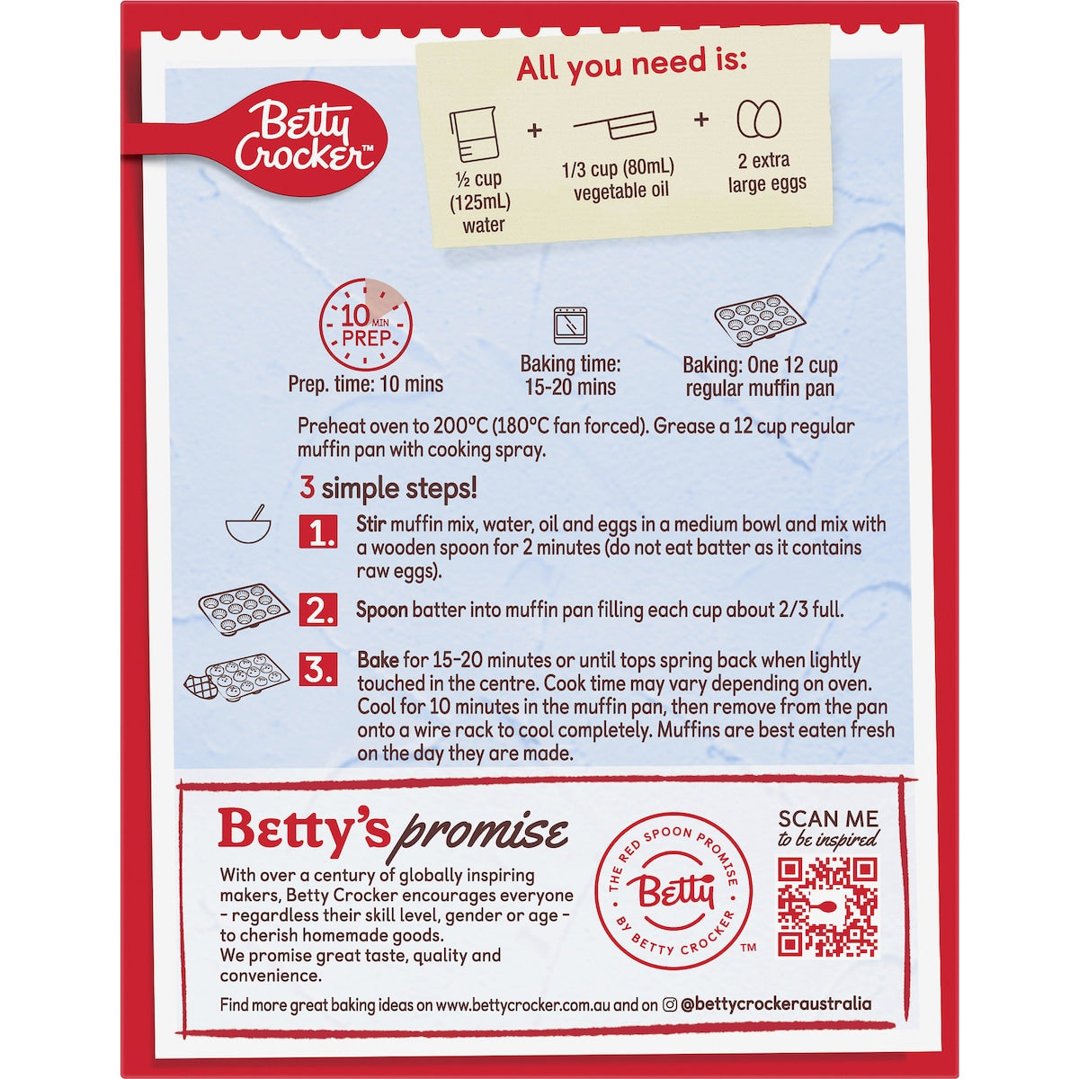 Betty Crocker Triple Chocolate Muffin Mix Muffin Mix 500g