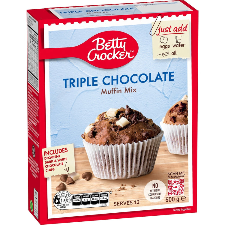Betty Crocker Triple Chocolate Muffin Mix 500g