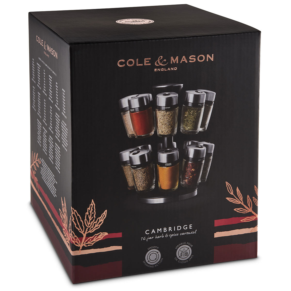 Cole and Mason Herb And Spice Jar Carousel Set 16 Piece