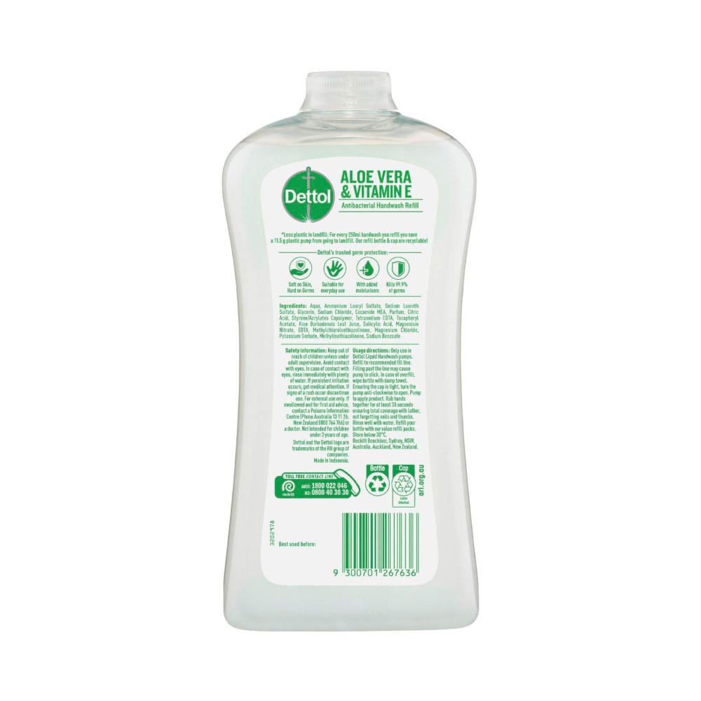 Dettol Antibacterial Liquid Hand Wash Aloe Vera And Vitamin E Refill - 950mL